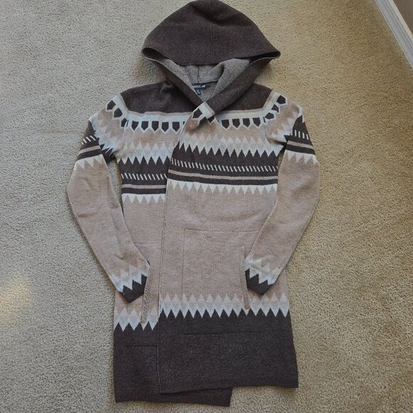 Toad & Co Heartfelt Merino Wool Hoodie XS Brown & Tan - Picture 1 of 10